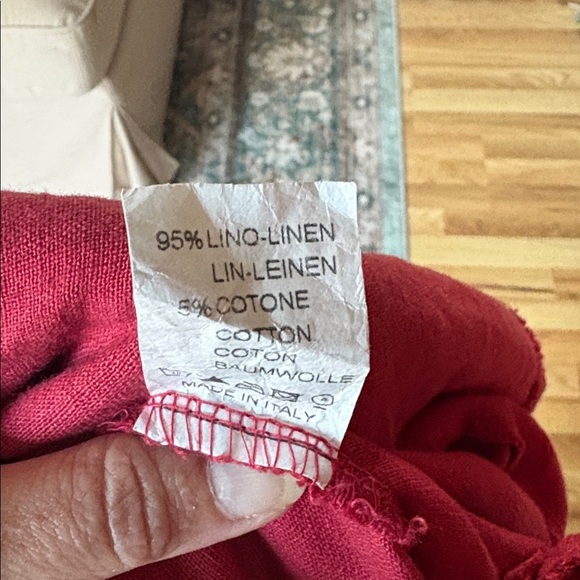 Inizio by portollc red linen blend midi sleeveless dress w cowl neck and pockets - Picture 13 of 16